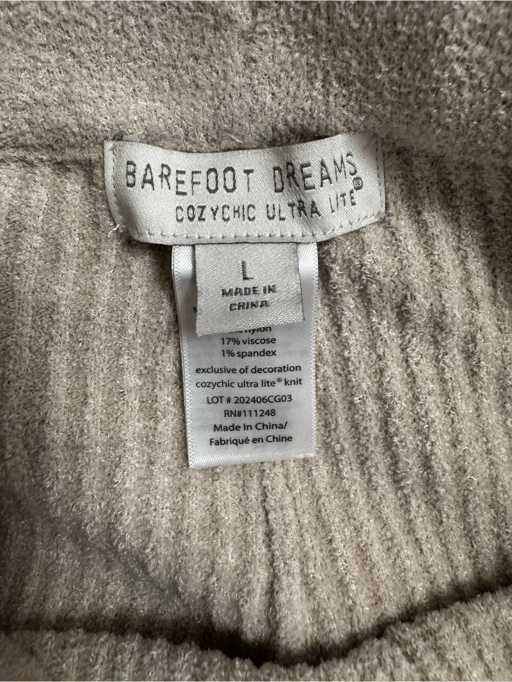 Barefoot Dreams Ribbed Cardigan & Wide-Leg Pant Set - Taupe - Picture 2 of 11